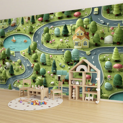 Peel and Stick Wallpaper Wall Mural play carpet for children s playroom Playground Children playmat Wall Art Self Adhesive and Removable