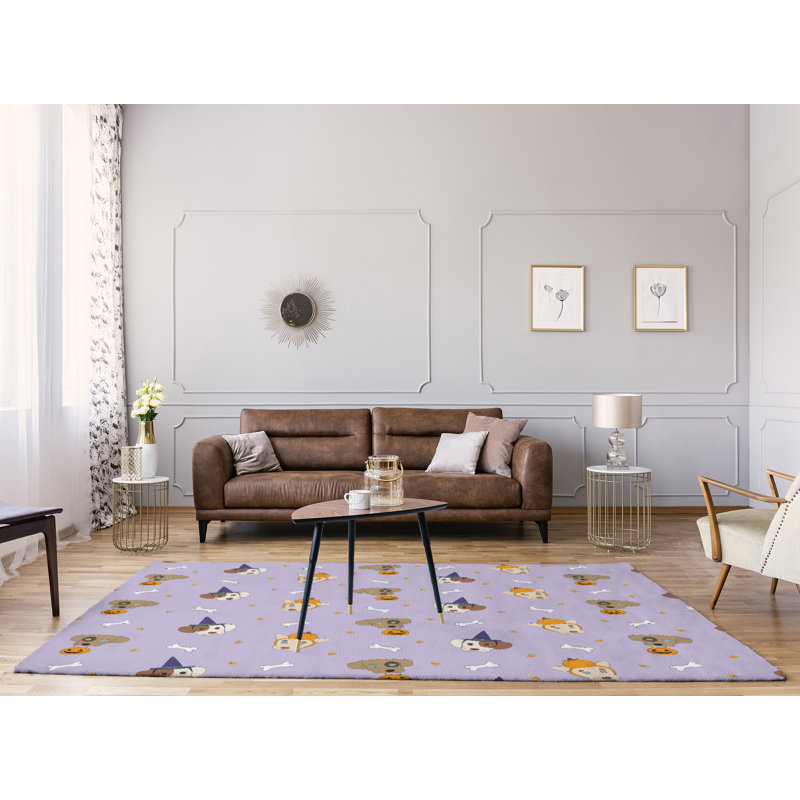 Tapis mauve/orange/brun fait main, Rectangle 5 pi x 7 pi