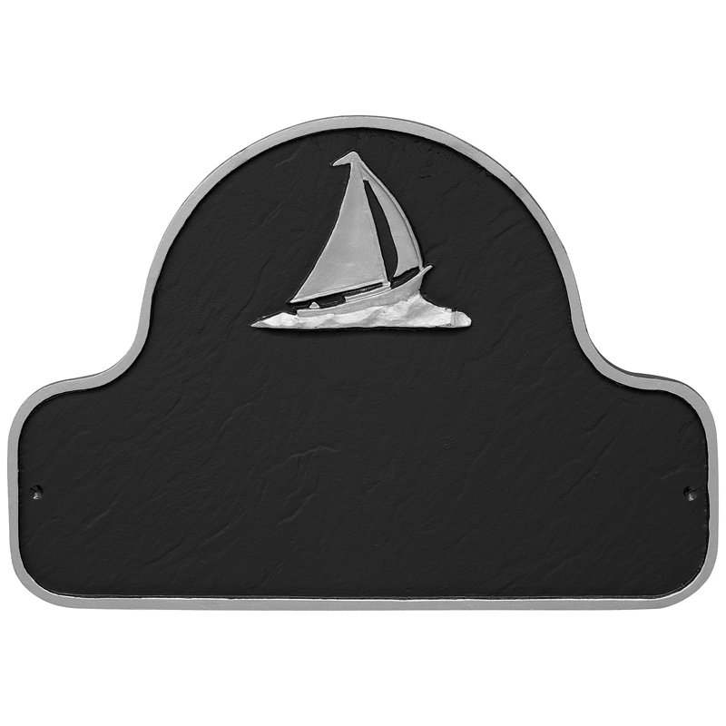 Plaque d'adresse voilier voilier, Noir/argenté, Oui