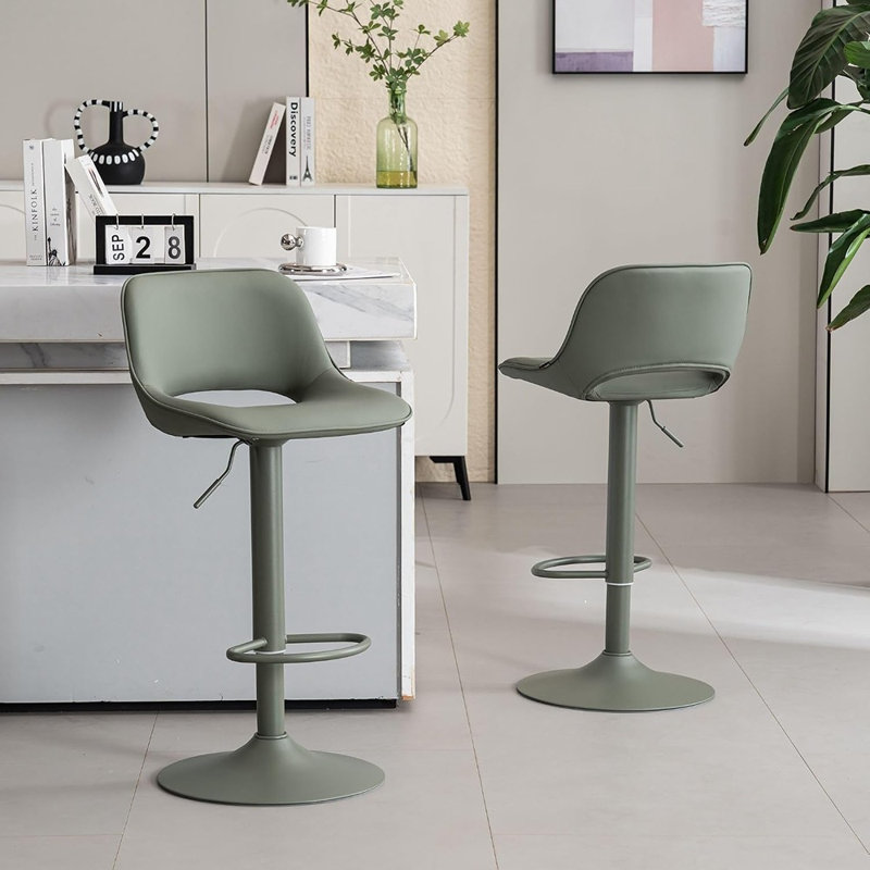 Swivel Upholstered Counter Stool with Steel Frame