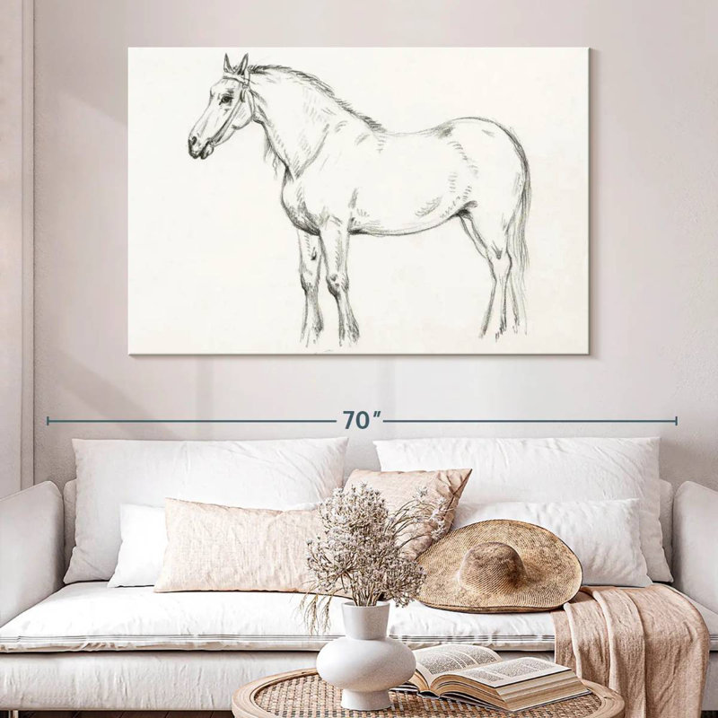Brampt debout cheval 1818, H 34 po x l 51 po