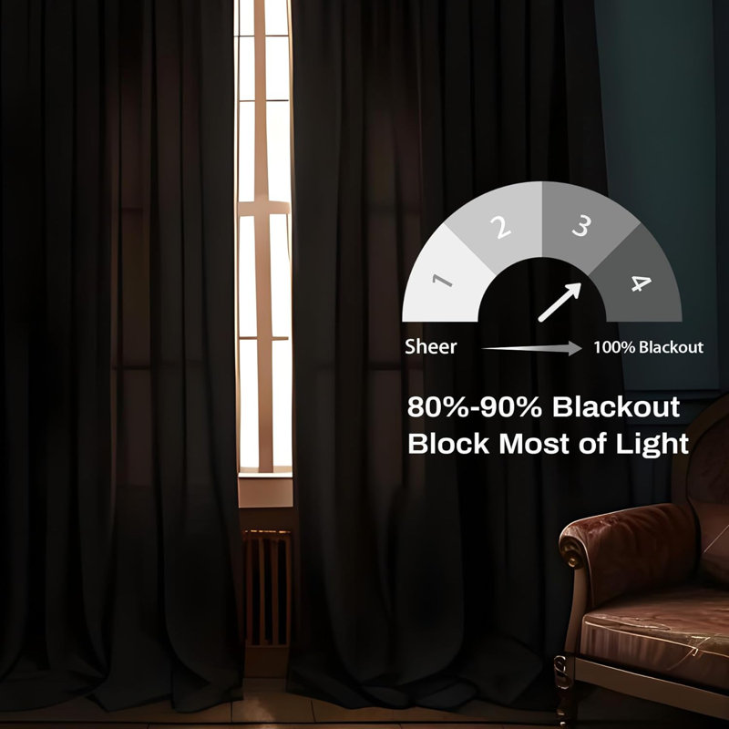 Laraoun 2 Panels  Blackout Thermal Curtain Liner, 50" W x 92" L