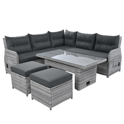 Ensemble de conversation pour 7 personnes avec coussins