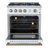 Marco 30-inch Gas Range Black or White & Antique Brass Design, 4 Burners 37,000 BTU, 4.32 cu.ft. Convection Oven with Built-In Temperature Gauge-107971583