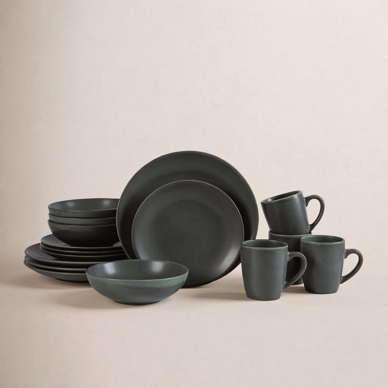 Stone 16-Piece Dinnerware Set Stoneware, Green