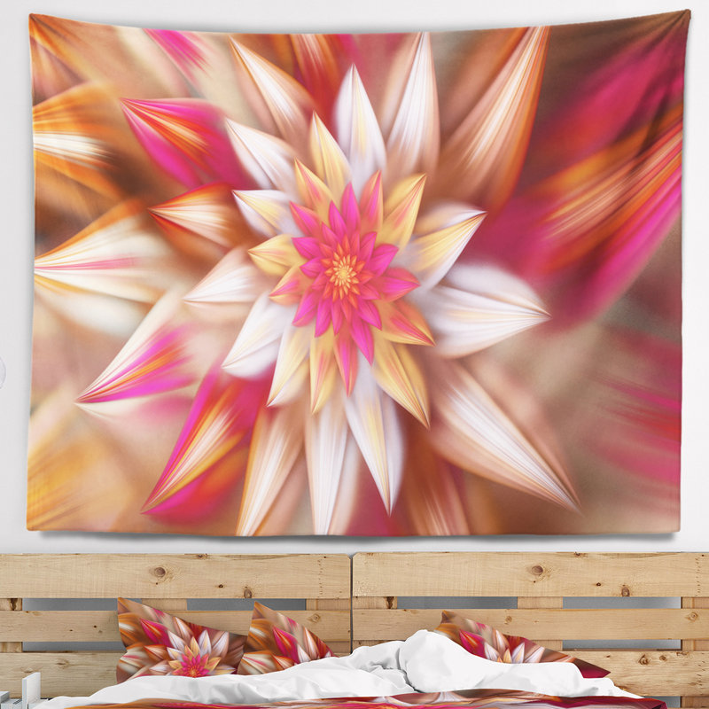 Tapisserie fleur florale rouge, H 32 po x l 39 po
