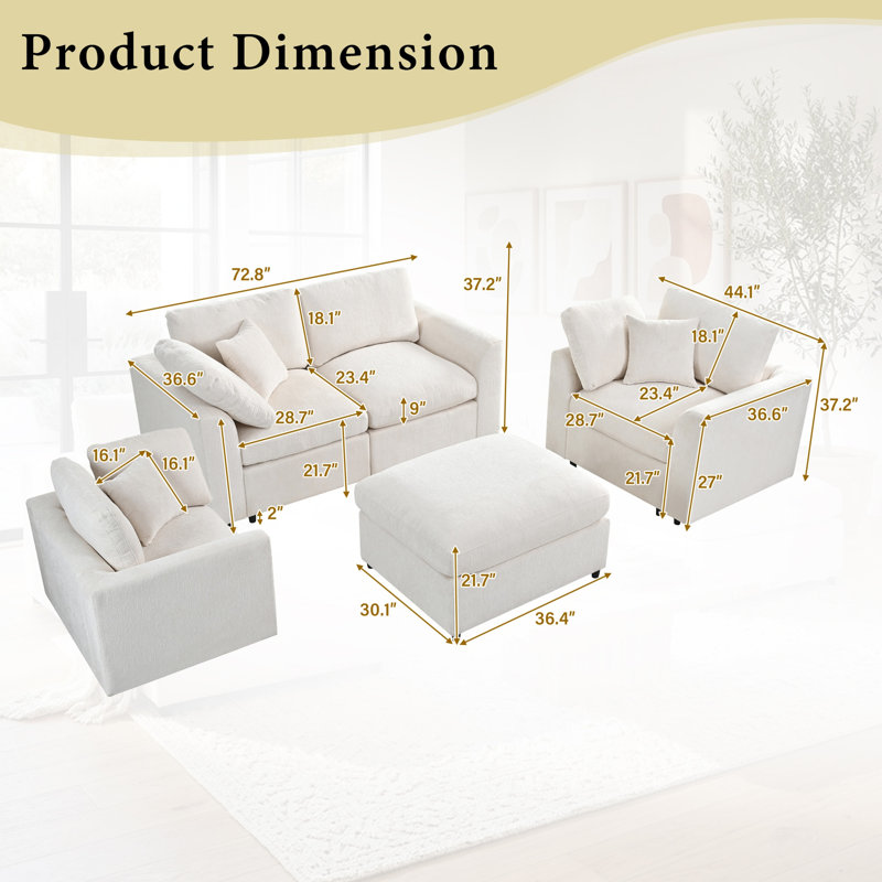 Ensemble de canapé 4 pièces, Beige