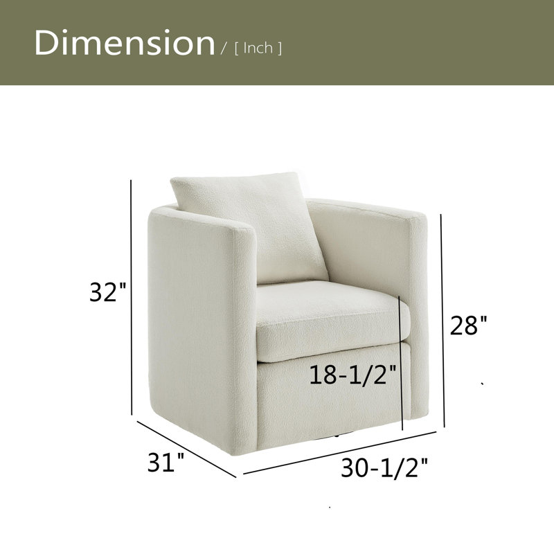 Fauteuil demi-tonneau pivotant, Ivoire ivoire