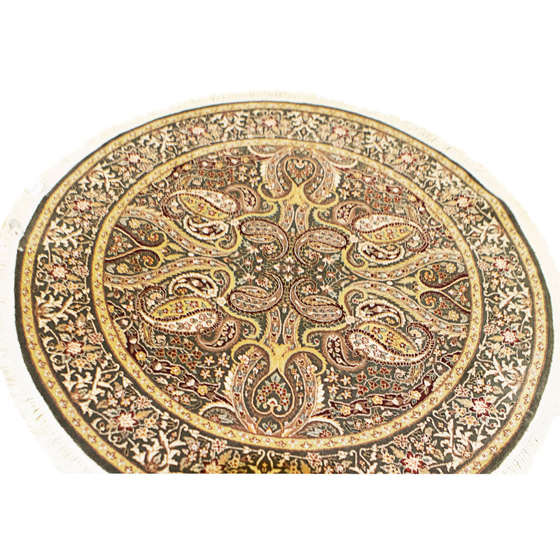 High-Quality Hand-Knotted Dark Green Area Rug
