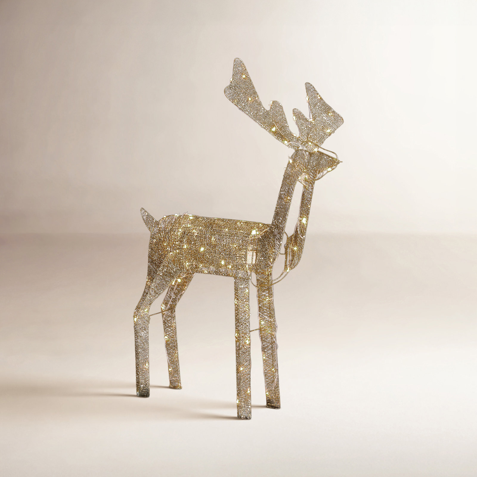 3.6Ft Golden Reindeer With Movable Head 100 LED Lights Christmas Decoration