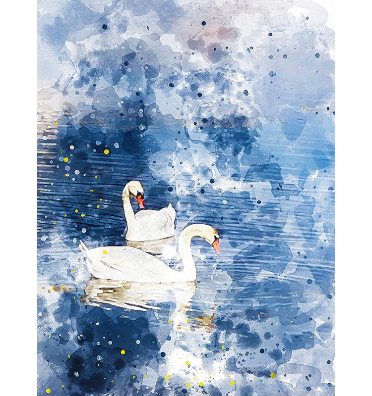 «Lark Manor ™ Young», art sur toile tendue avec châssis Chamira: Swans II, H 36 po x l 28 po