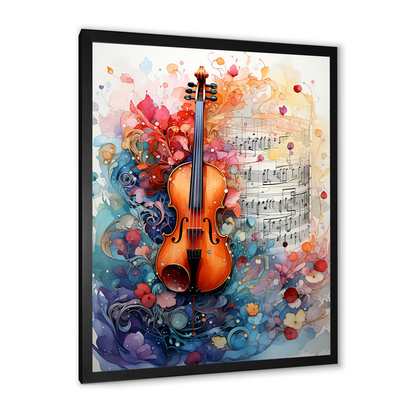 «Brown and Blue Classic Violin Music», H 32 po x l 24 po x P 1 po, Cadre simple noir
