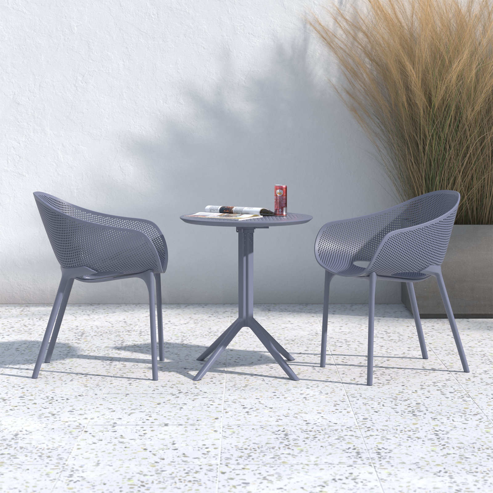 Farrah 24'' Round 2-Person Bistro Set, Dark Gray