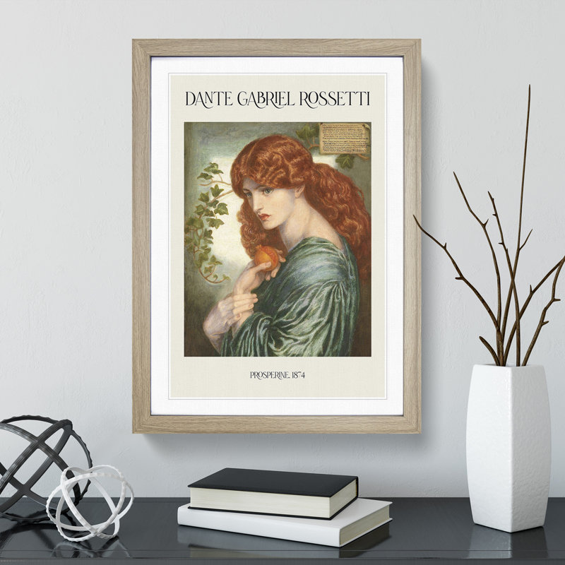 Proserpine Print by Dante Gabriel Rossetti - Picture Frame Painting, 65cm H x 48cm W x 2cm D, Oak Framed