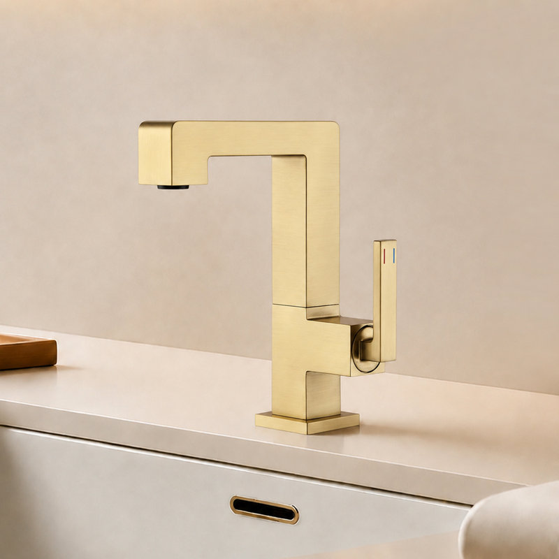 Single-Hole Single-Handle Bathroom Faucet, Brushed Gold