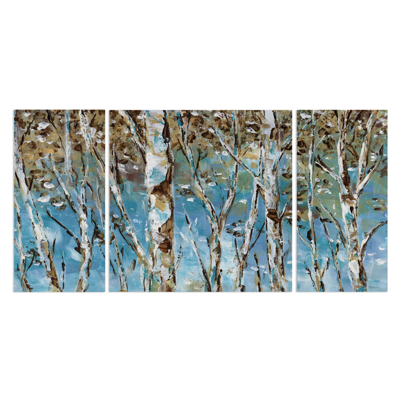 Bouleau d’hiver-image à pièces multiples sur toile, H 40 po x l 60 po x P 1,5 po