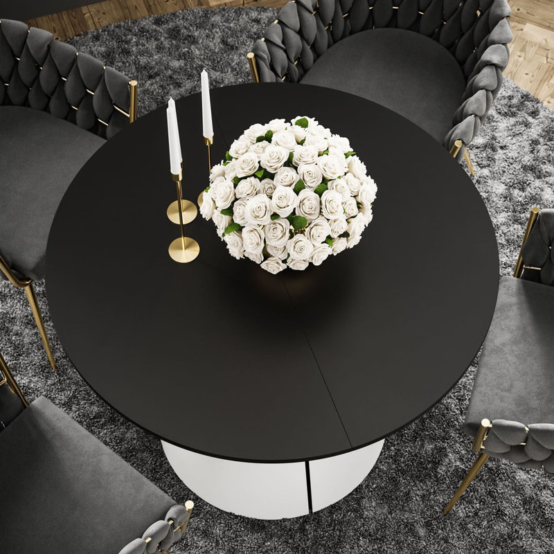 Extendable Dining Table, White / Matte Black