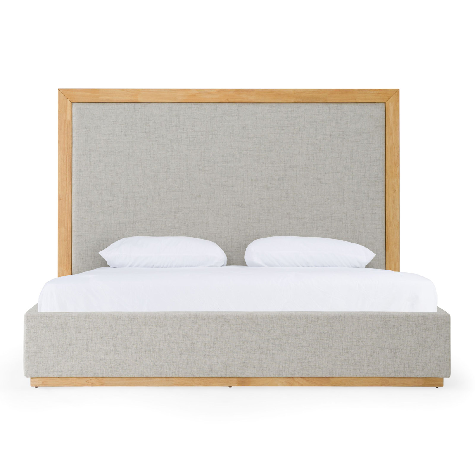 Reanna Upholstered Bed, Queen, Natural Wood/Gray