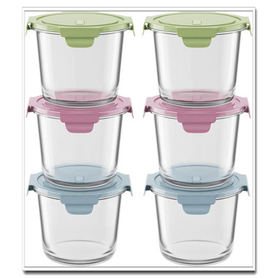 Paquet de 6 contenants de préparation de repas en verre de 3 tasses