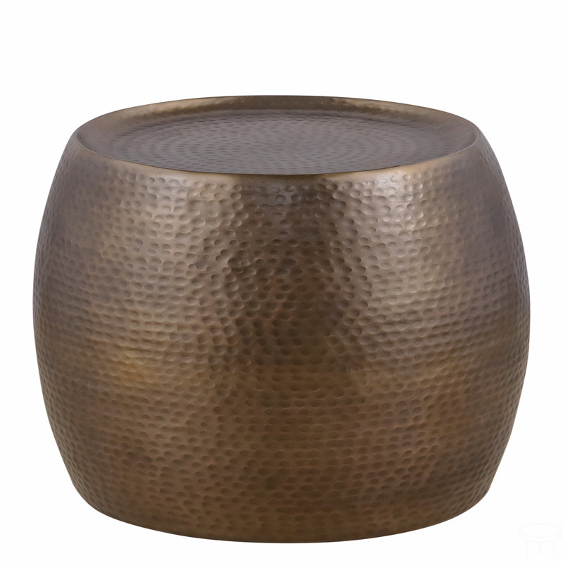 Modern Contemporary Aluminum Material 21" Height End Table, Side Table With Glossy Hand Hammered Design