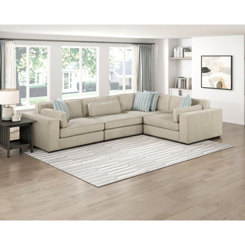 Canapé modulaire 4 pièces Geweldig Pewter, H 33 po x l 136 po x P 95 po