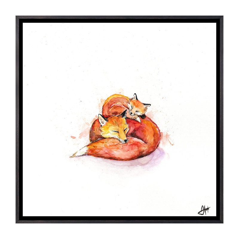 Décoration murale pour enfants Foucault's Foxes, H 37 po x l 37 po x P 1,5 po, Toile avec cadre noir patiné