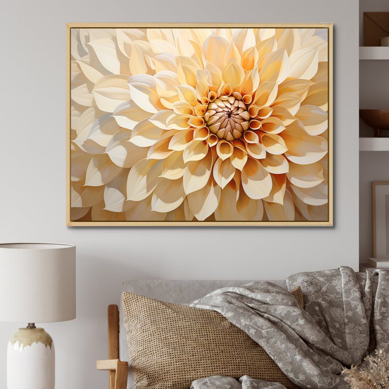 Minimalisme Dahlia - art mural Dahlia, Cadre naturel flottant, H 34 po x l 44 po