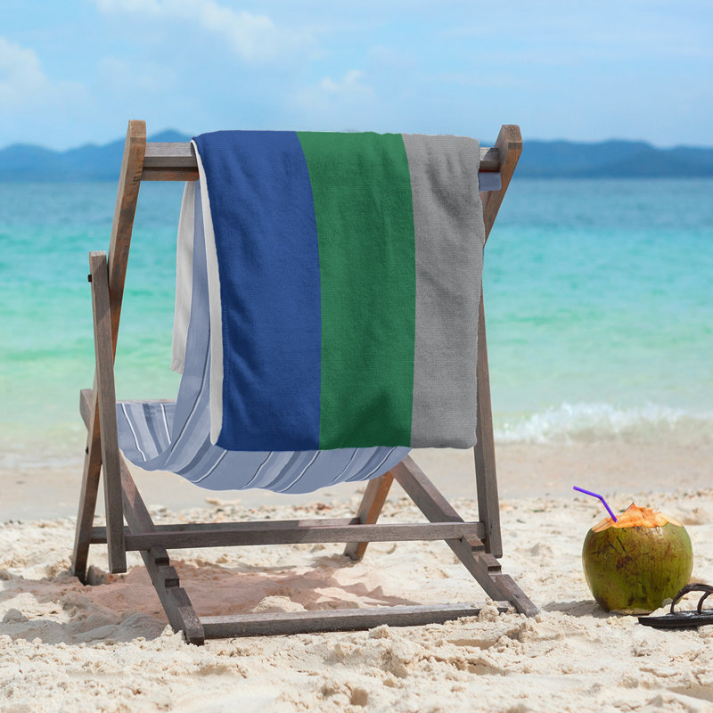 Cotton Blend Beach Towel, Blue/Green/Gray