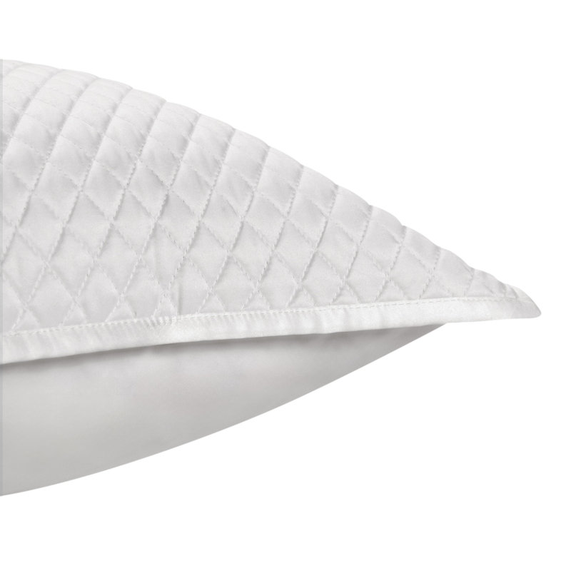 Taie décorative en satin de coton Winthrop, Standard, Blanc