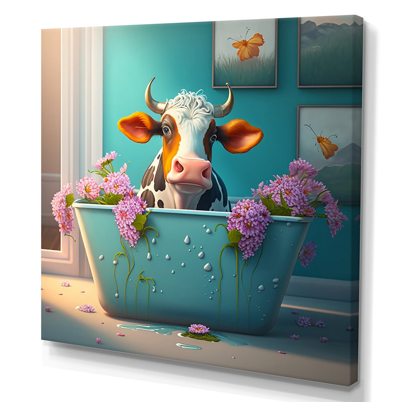 Toile de vache animalière, art mural - siège de vache II, H 16 po x l 16 po x P 1 po