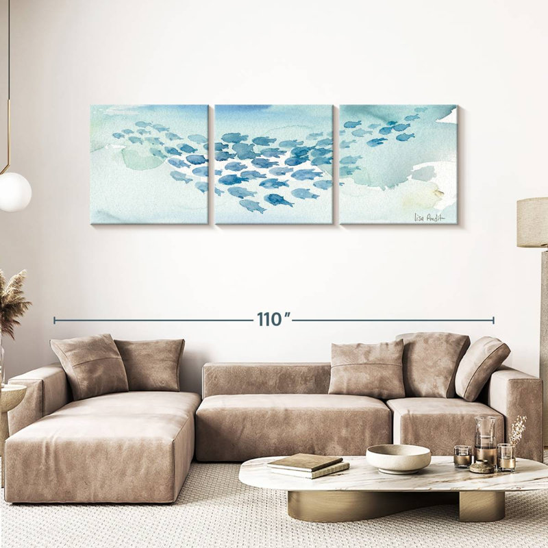 «Underwater Sea Life I», reproduction d'art sur toile, H 30 po x l 92 po x P 1,25 po