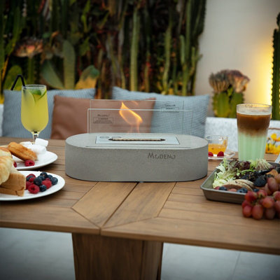 Luspa Stone Bio-Ethanol Outdoor Tabletop Fireplace with Flame Guard