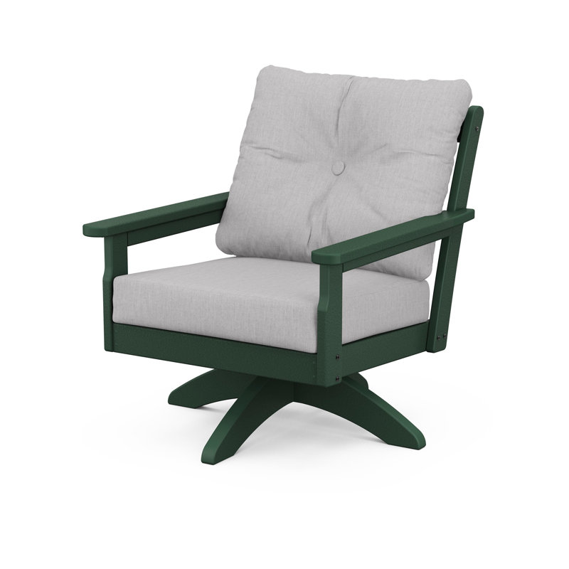 Lakeside Vineyard Deep Seating Swivel Chair, Green, Granite