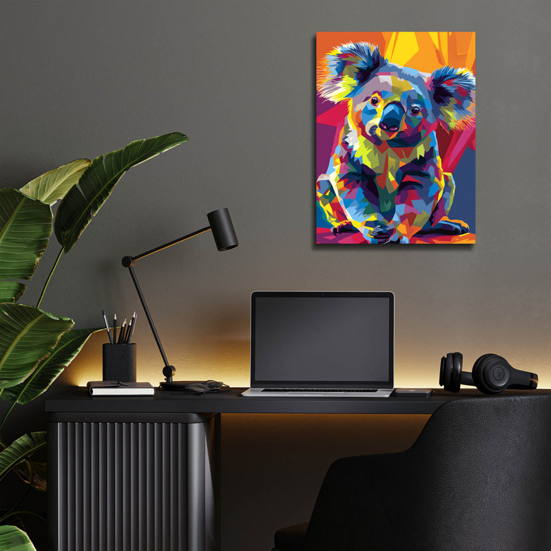 Art mural en verre Koala Wpap 'par Andreas Magnusson, H 16 po x l 12 po x P 0,13 po