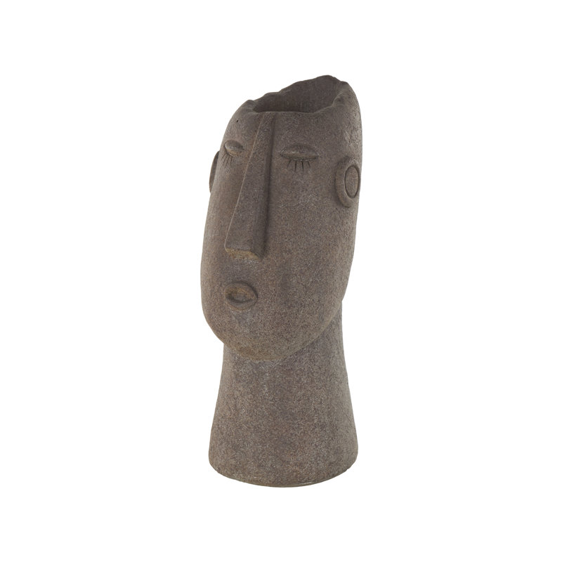 Cole And Grey 1 Piece Magnesium Oxide Textured Easter Island Head Woman Planter Set