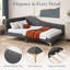 Lit de jour en lin durable avec tête de lit et caractéristiques de conception moderne | Conception confortable du dossier et des accoudoirs-811162377-811162378