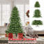 Arbre de Noël artificiel 7 pi avec 370 lumières DEL, 1090 branches pour la fête à domicile-591998984-591999031