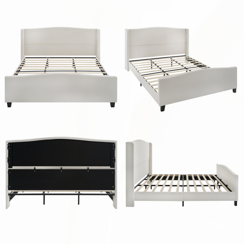Luxueuse base de lit très grand lit avec tête de lit haute rembourrée, revêtement en velours en peluche et support en bois massif pour un confort et un style ultimes