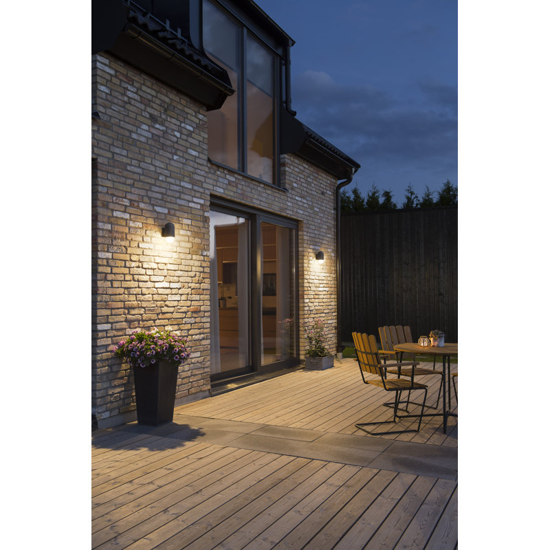 Integrated LED Outdoor Armed Sconce, Dark Grey