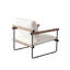 Fauteuil décoratif, accoudoirs en bois massif brun, siège en tissu crème de 31 po