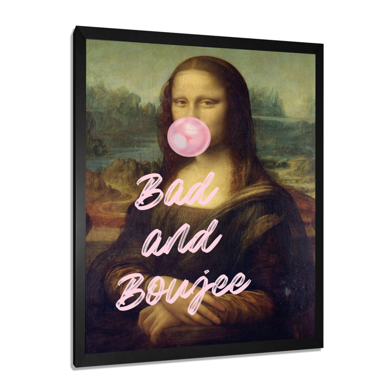 «Bad And Boujee Mona Lisa Pop Art», décoration murale femme Pop Art, Cadre simple noir, H 20 po x l 12 po