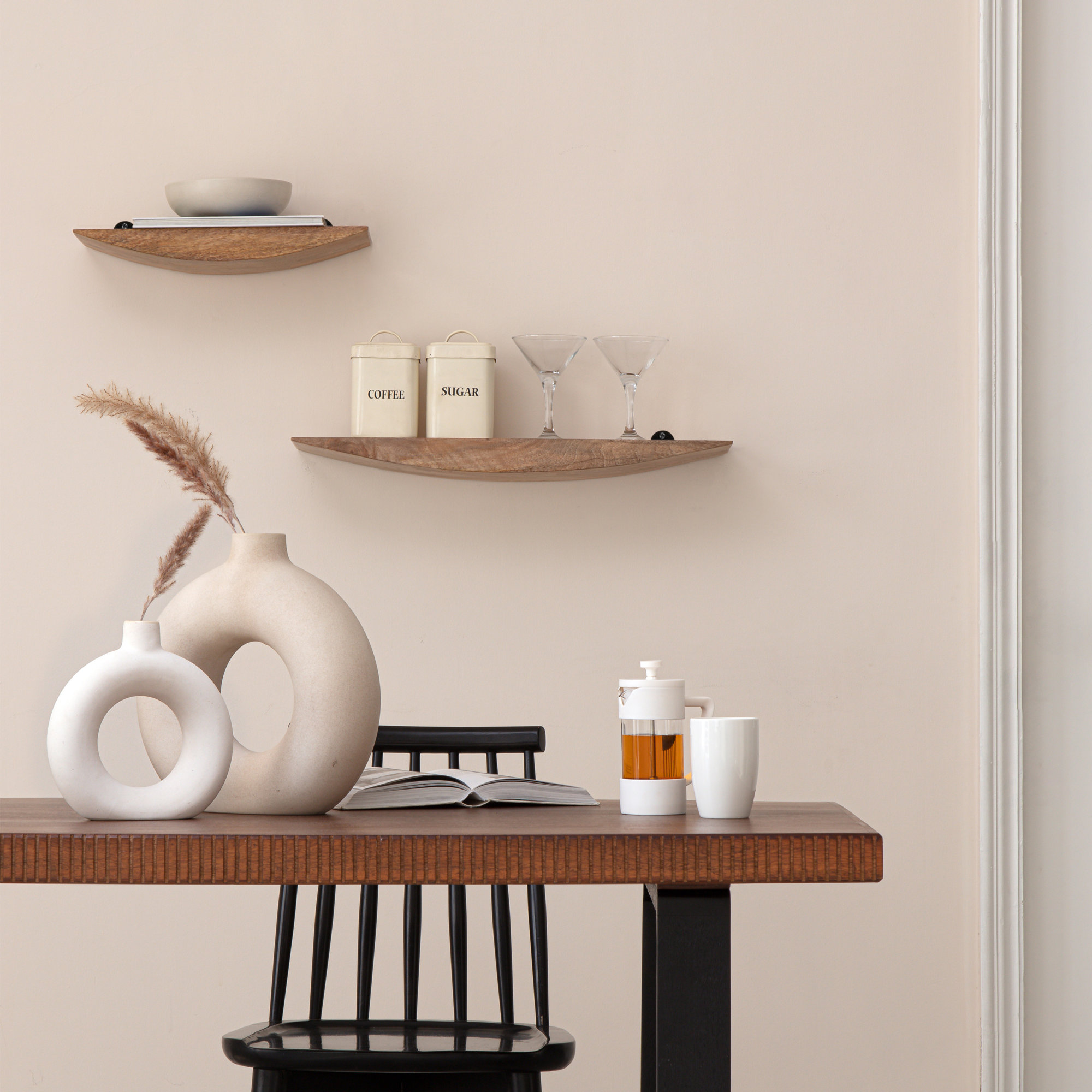 Oiva Set Of 2 Wall Mounted Shelves, Natural