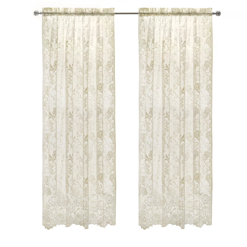 Chorlette Sheer Single Curtain Panel, 55" W x 84" L, Ivory