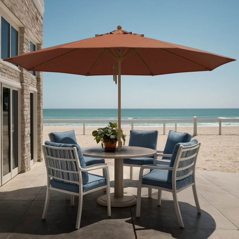 Parasol en bois de teck 11 pi, Orange