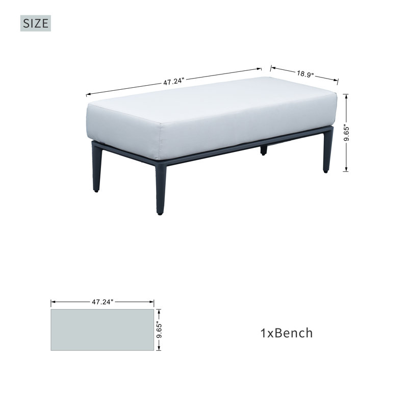 Banc d'extérieur en aluminium avec coussin