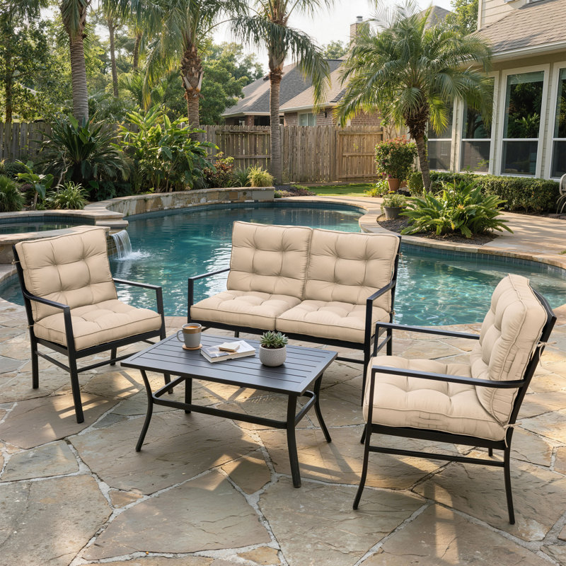 Anjelyka 21"W X 21"D Outdoor Cushions Indoor And Outdoor Seat/Back Cushion, Upgraded Filled Patio Chair Cushions, Sand