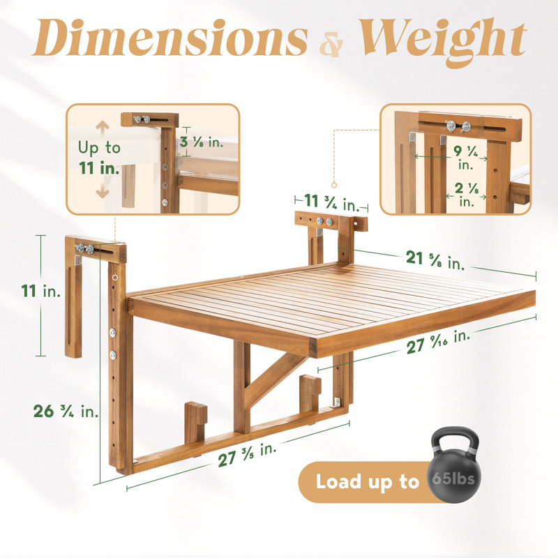 Folding patio tables for balconies L 27.6“ x W 29.5” Siffre