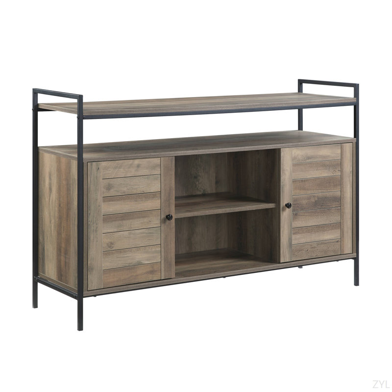 Rustic Oak & Black Finish TV Stand