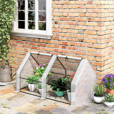 White Portable Mini Greenhouse 6' L X 3' W H For Outdoor Use With - Shielding Pe Cover And Horizontal Frame Reinforcement Structural Support