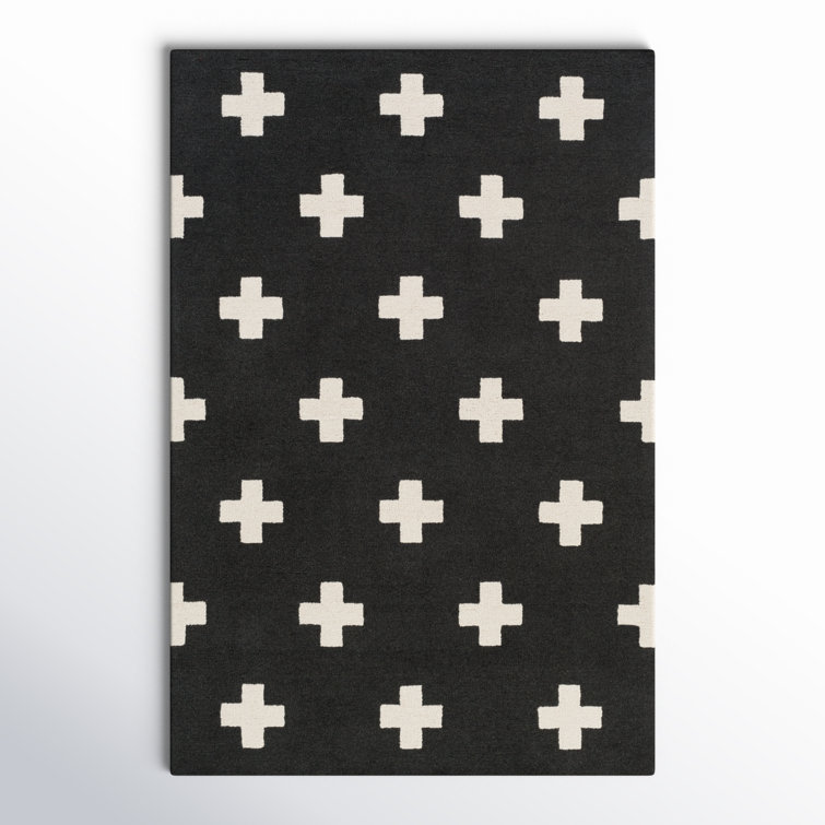 Cavan Geometric Handmade Tufted Wool Black Area Rug